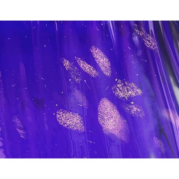 Murano Blown Glass Vase Basket Shape Cobalt Blue With Gold Sparkling Accents - Picture 3 of 15